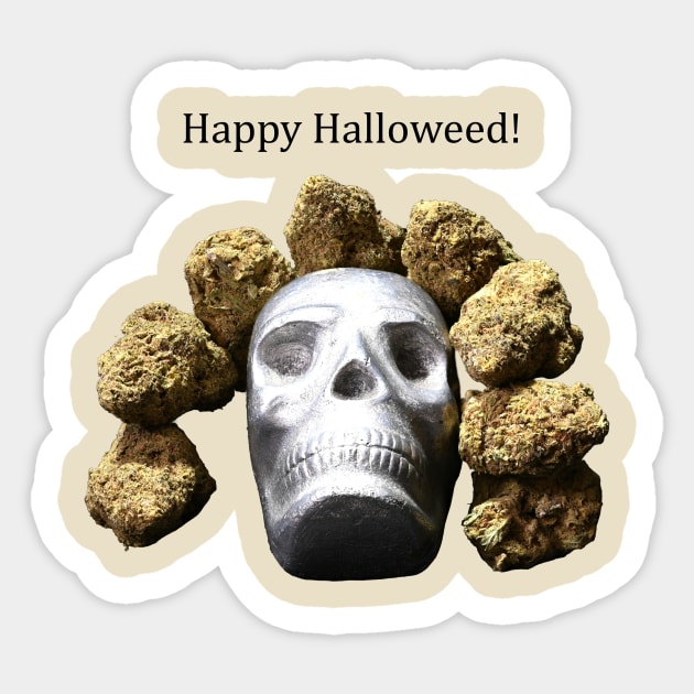 Halloweed Skull (light shirts) - Weed Design Sticker by MrGreenGenes420